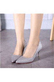 Women's Shoes Leatherette Stiletto Heel Heels Heels Wedding / Party & Evening Silver / Gold