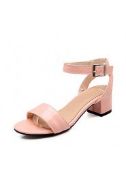 Women's Shoes Patent Leather Chunky Heel Pointed Toe Sandals Dress Green/Pink/White