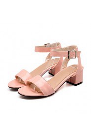 Women's Shoes Patent Leather Chunky Heel Pointed Toe Sandals Dress Green/Pink/White