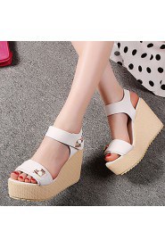 Women's Shoes Heel Wedges / Heels / Peep Toe / Platform Sandals / Heels Outdoor / Dress / Casual Pink / Purple / White