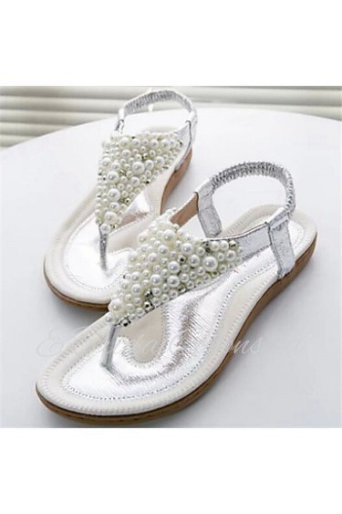 Women's Shoes Flat Heel Toe Ring Sandals Dress Silver/Gold