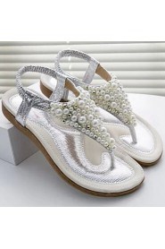 Women's Shoes Flat Heel Toe Ring Sandals Dress Silver/Gold