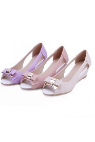 Women's Shoes Wedge Heel Wedges/Open Toe Sandals Office & Career/Dress Pink/Purple/Beige