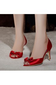 Women's Wedding Shoes Peep Toe / D'Orsay & Two-Piece / Open Toe Sandals Party & Evening / Dress Red / Champagne