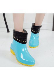 Women's Shoes PVC Low Heel Rain Boots Flats / Boots Outdoor Black / Blue / Pink