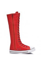 Women's Shoes Canvas Flat Heel Fashion Boots Boots Outdoor / Athletic / Casual Black / Red / White