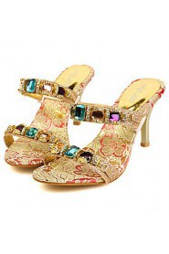 Women's Shoes Synthetic Stiletto Heel Heels Sandals Outdoor/Dress Gold