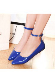 Women's Shoes Patent Leather Flat Heel Mary / Pointed Toe Flats Office & Career / Dress / Casual Black / Blue /