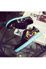 Women's Shoes Leatherette Flat Heel Round Toe Fashion Sneakers Outdoor / Casual / Athletic Black