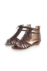 Women's Shoes Heel Peep Toe Sandals Outdoor / Dress / Casual Black / Brown / Beige/953