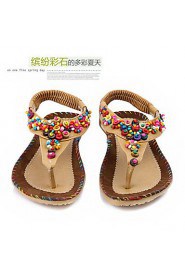 Women's Shoes Leatherette Flat Heel Crib Shoes Sandals Outdoor / Casual Yellow / Beige