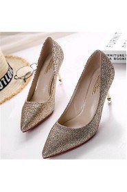 Women's Shoes Leatherette Stiletto Heel Heels Heels Wedding / Party & Evening Silver / Gold