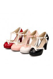 Women's Shoes Cone Heel Comfort/Round Toe Pumps/Heels Outdoor/Office & Career/Dress/Casual Black/Pink/Red/White