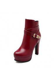 Women's Shoes Chunky Heel Fashion Boots Boots Party & Evening/Dress Black/Red/White