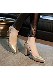 Women's Shoes Leatherette Chunky Heel Heels Heels Outdoor / Casual Black / Blue / Silver / Gray / Gold / Burgundy