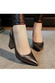 Women's Shoes Leatherette Chunky Heel Heels Heels Outdoor / Casual Black / Blue / Silver / Gray / Gold / Burgundy