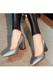 Women's Shoes Leatherette Chunky Heel Heels Heels Outdoor / Casual Black / Blue / Silver / Gray / Gold / Burgundy