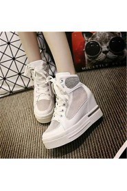 Women's Shoes Tulle Wedge Heel Wedges Heels Office & Career / Casual White / Silver