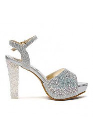 Women's Shoes Glitter Chunky Heel Peep Toe Sandals with Crystal Shoes More Colors available