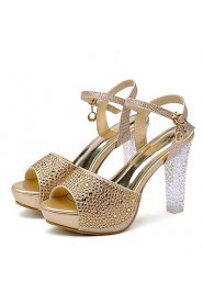 Women's Shoes Glitter Chunky Heel Peep Toe Sandals with Crystal Shoes More Colors available