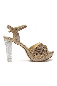 Women's Shoes Glitter Chunky Heel Peep Toe Sandals with Crystal Shoes More Colors available