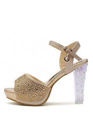 Women's Shoes Glitter Chunky Heel Peep Toe Sandals with Crystal Shoes More Colors available