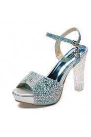 Women's Shoes Glitter Chunky Heel Peep Toe Sandals with Crystal Shoes More Colors available