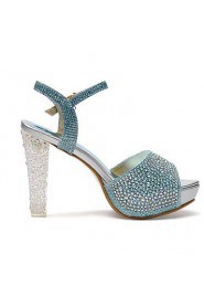 Women's Shoes Glitter Chunky Heel Peep Toe Sandals with Crystal Shoes More Colors available