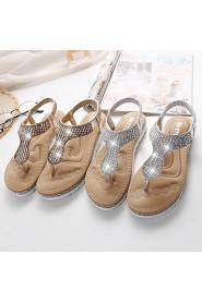 Women's Shoes Synthetic Flat Heel Slingback Sandals Dress Silver / Gold