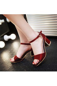 Women's Shoes Chunky Heel Open Toe Sandals Outdoor / Dress / Casual Black / Red / Beige