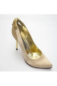 Women's Shoes Silk/Glitter Stiletto Heel Heels/Pointed Toe Pumps/Heels Wedding/Party & Evening/Dress Black/Gold