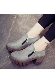 Women's Shoes Leatherette Chunky Heel Heels Heels Outdoor / Casual Black / Brown / Gray