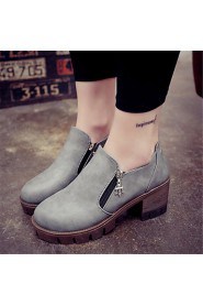 Women's Shoes Leatherette Chunky Heel Heels Heels Outdoor / Casual Black / Brown / Gray