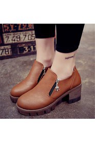 Women's Shoes Leatherette Chunky Heel Heels Heels Outdoor / Casual Black / Brown / Gray