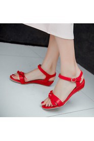 Women's Shoes Wedge Heel Wedges / Comfort / Open Toe Sandals Outdoor / Dress / Casual Black / Red / Almond / Beige