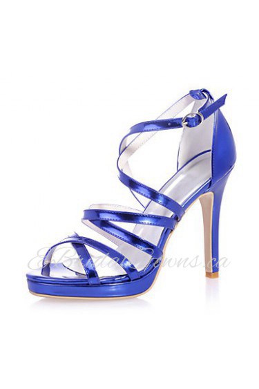 Women's Shoes Patent Leather Stiletto Heel Open Toe Sandals Wedding/Party & Evening Black/Blue/Silver/Gold