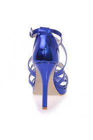 Women's Shoes Patent Leather Stiletto Heel Open Toe Sandals Wedding/Party & Evening Black/Blue/Silver/Gold