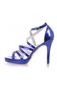 Women's Shoes Patent Leather Stiletto Heel Open Toe Sandals Wedding/Party & Evening Black/Blue/Silver/Gold