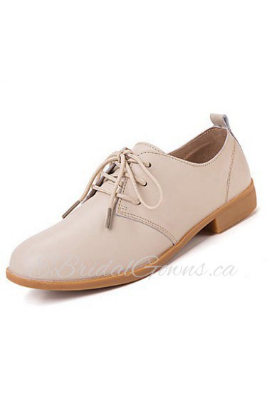 Women's Shoes Leather Flat Heel Comfort Oxfords Casual Black / Blue / Brown / Pink / White / Beige