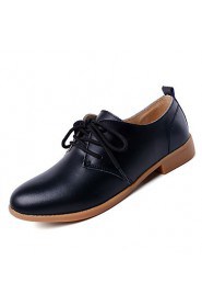 Women's Shoes Leather Flat Heel Comfort Oxfords Casual Black / Blue / Brown / Pink / White / Beige