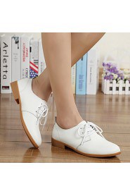 Women's Shoes Leather Flat Heel Comfort Oxfords Casual Black / Blue / Brown / Pink / White / Beige