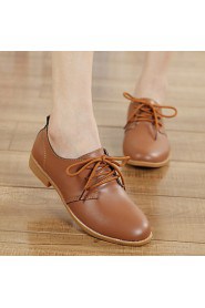 Women's Shoes Leather Flat Heel Comfort Oxfords Casual Black / Blue / Brown / Pink / White / Beige