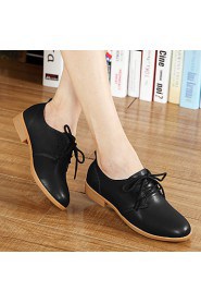 Women's Shoes Leather Flat Heel Comfort Oxfords Casual Black / Blue / Brown / Pink / White / Beige