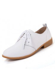 Women's Shoes Leather Flat Heel Comfort Oxfords Casual Black / Blue / Brown / Pink / White / Beige