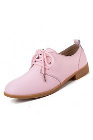 Women's Shoes Leather Flat Heel Comfort Oxfords Casual Black / Blue / Brown / Pink / White / Beige