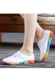 Women's Shoes Leather Flat Heel Pointed Toe Oxfords Office & Career / Casual Black / Blue / White / Orange