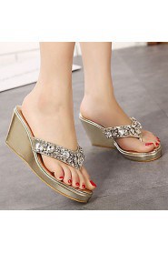 Women's Shoes Patent Leather Wedge Heel Flip Flops Slippers Dress More Colors available