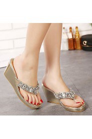 Women's Shoes Patent Leather Wedge Heel Flip Flops Slippers Dress More Colors available