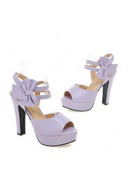 Women's Shoes Leatherette Chunky Heel Heels / Peep Toe Sandals Outdoor / Dress / Casual Black / Pink / Purple / Beige