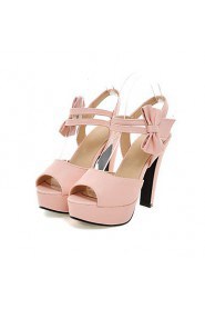 Women's Shoes Leatherette Chunky Heel Heels / Peep Toe Sandals Outdoor / Dress / Casual Black / Pink / Purple / Beige